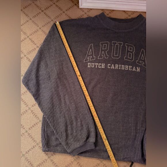 MV Sport wide waled distressed gray corduroy long sleeve pullover Aruba NWOT L - Picture 2 of 10